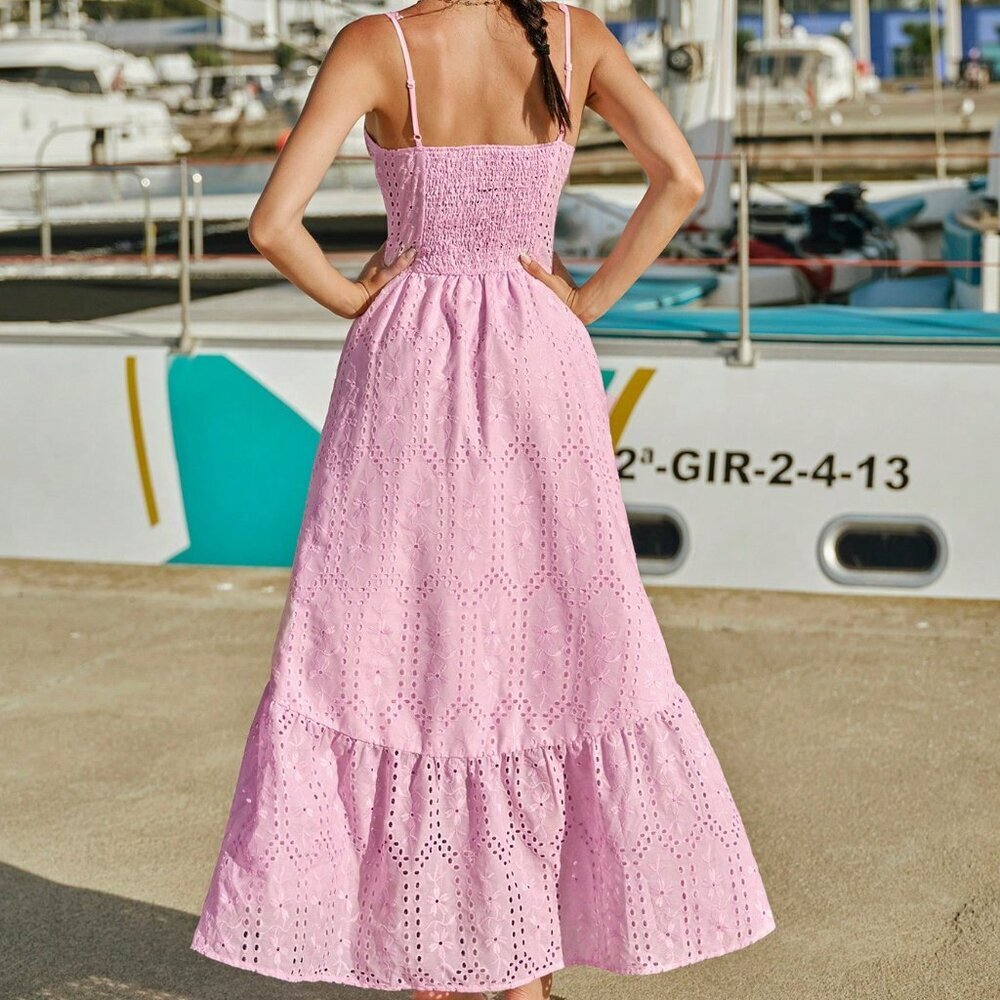 Baby Pink Boho Women's Floral Maxi Dress - Picture 2 of 7